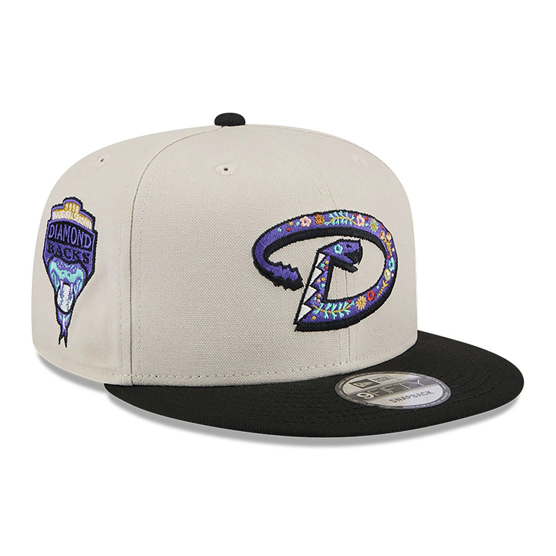 This is a Arizona Diamondbacks Floral Fill Light Beige 9FIFTY Snapback Cap 1