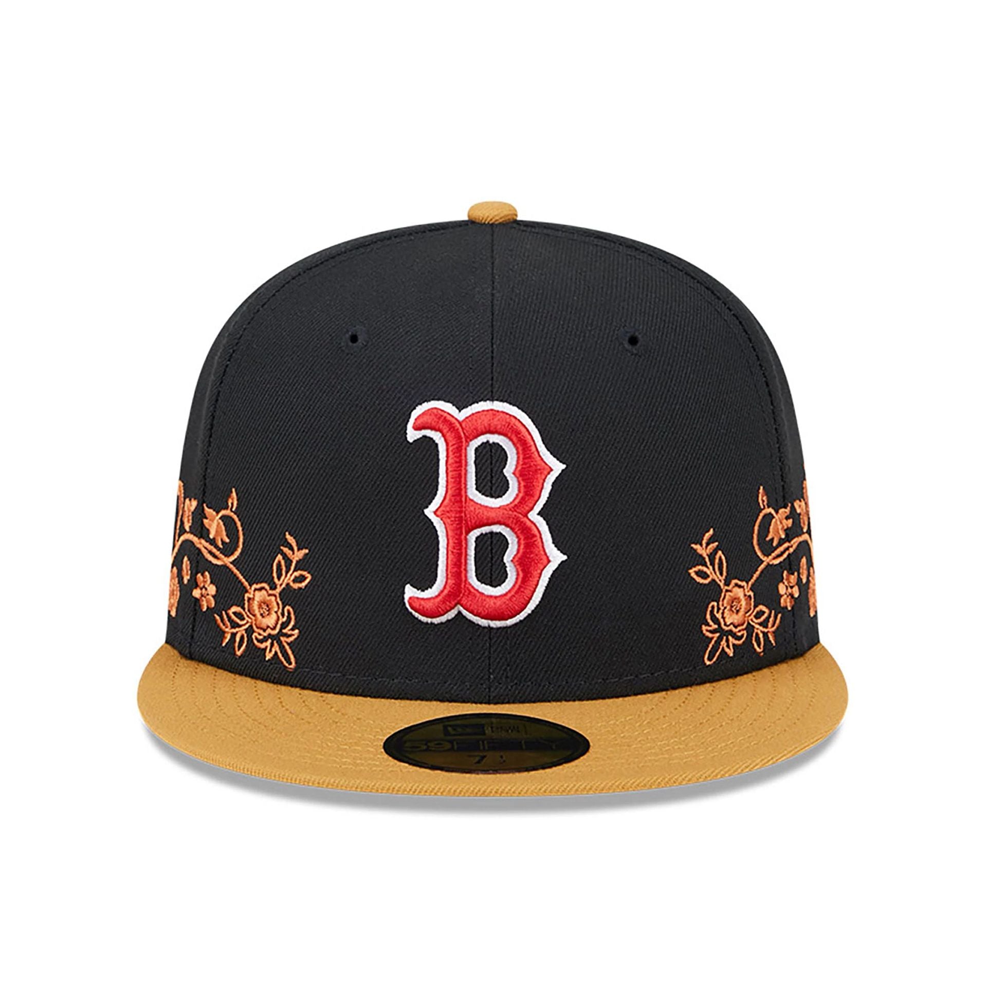 This is a Boston Red Sox Floral Vine Black 59FIFTY Fitted Cap 3