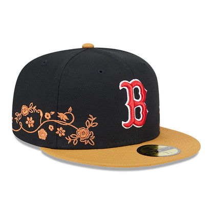 This is a Boston Red Sox Floral Vine Black 59FIFTY Fitted Cap 4