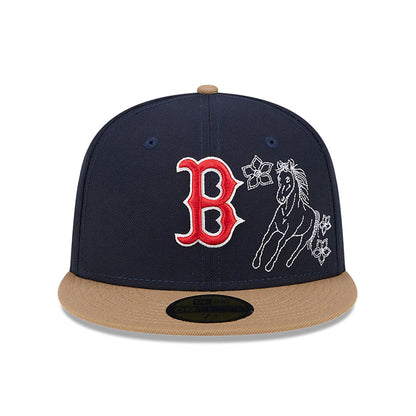 This is a Boston Red Sox Western Khaki Navy 59FIFTY Fitted Cap 3