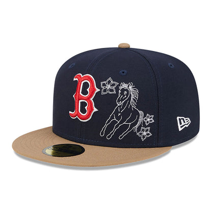 This is a Boston Red Sox Western Khaki Navy 59FIFTY Fitted Cap 4