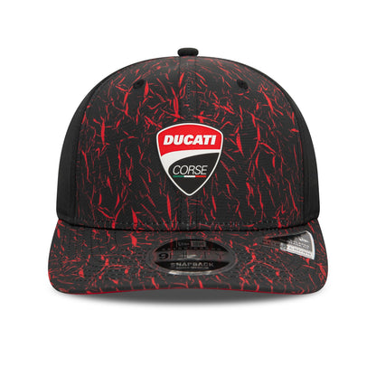 This is a Ducati Motor Logo Crinkle All Over Print Black 9FIFTY Original Fit Cap 3