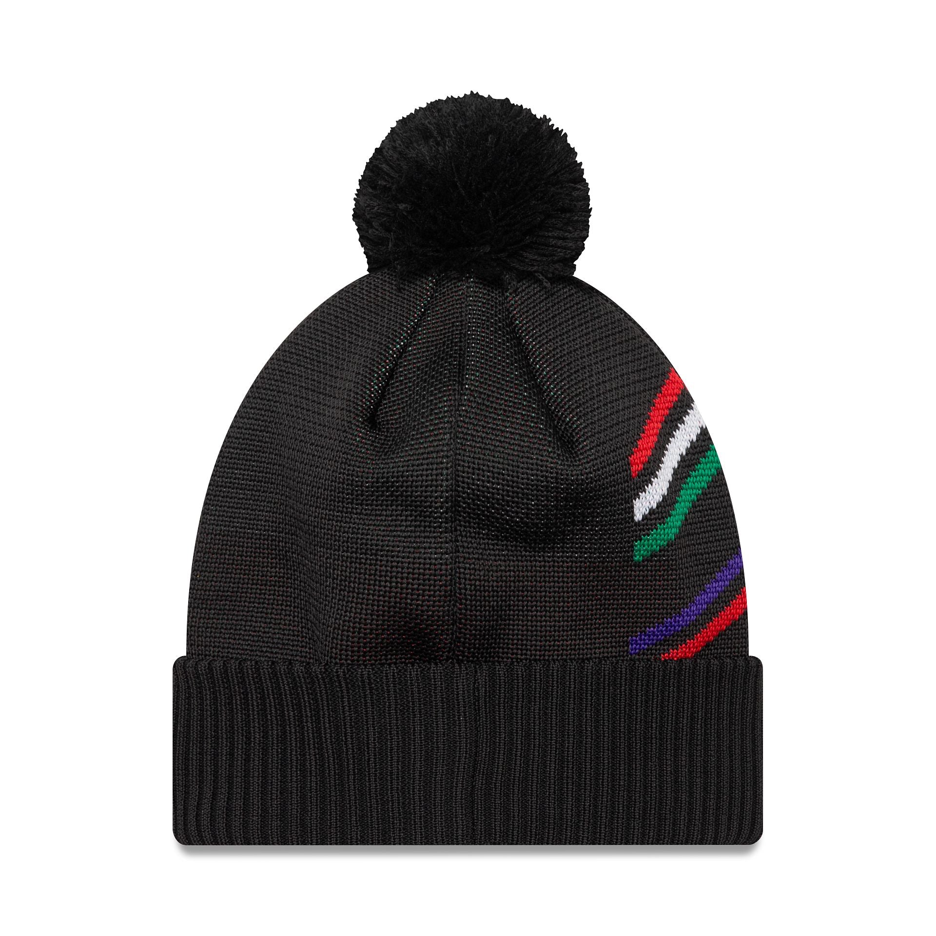 This is a Aprilia Side Stripe Black Cuff Knit Beanie Hat 2