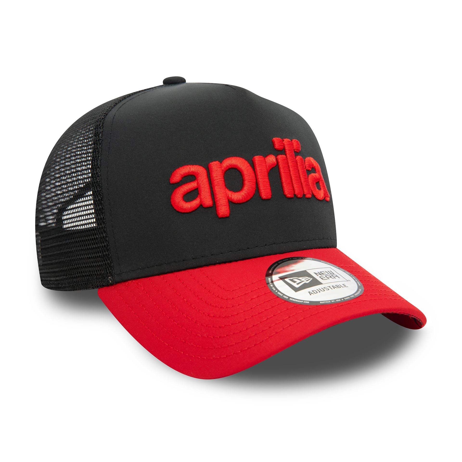 This is a Aprilia Crackle Print Black 9FORTY E-Frame Adjustable Trucker Cap 1