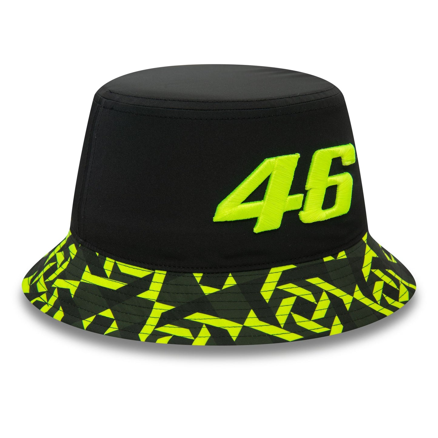 This is a VR46 Geo Print Black Bucket Hat 2