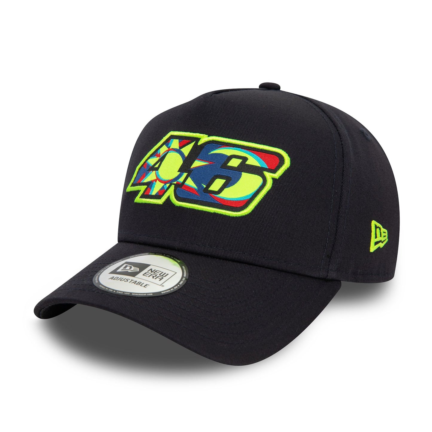 This is a VR46 Graphic Overlay Navy 9FORTY E-Frame Adjustable Cap 4