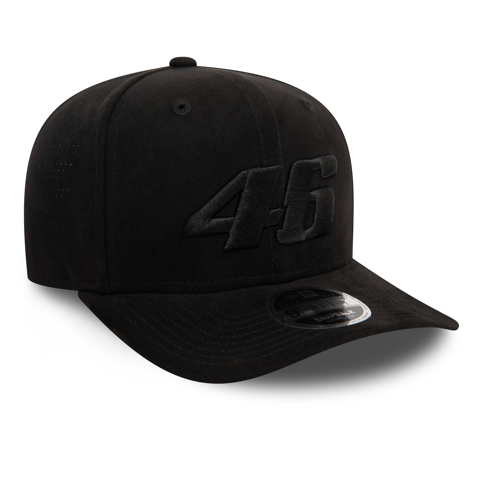 This is a VR46 Faux Suede Perforated Black 9FIFTY Original Fit Cap 1