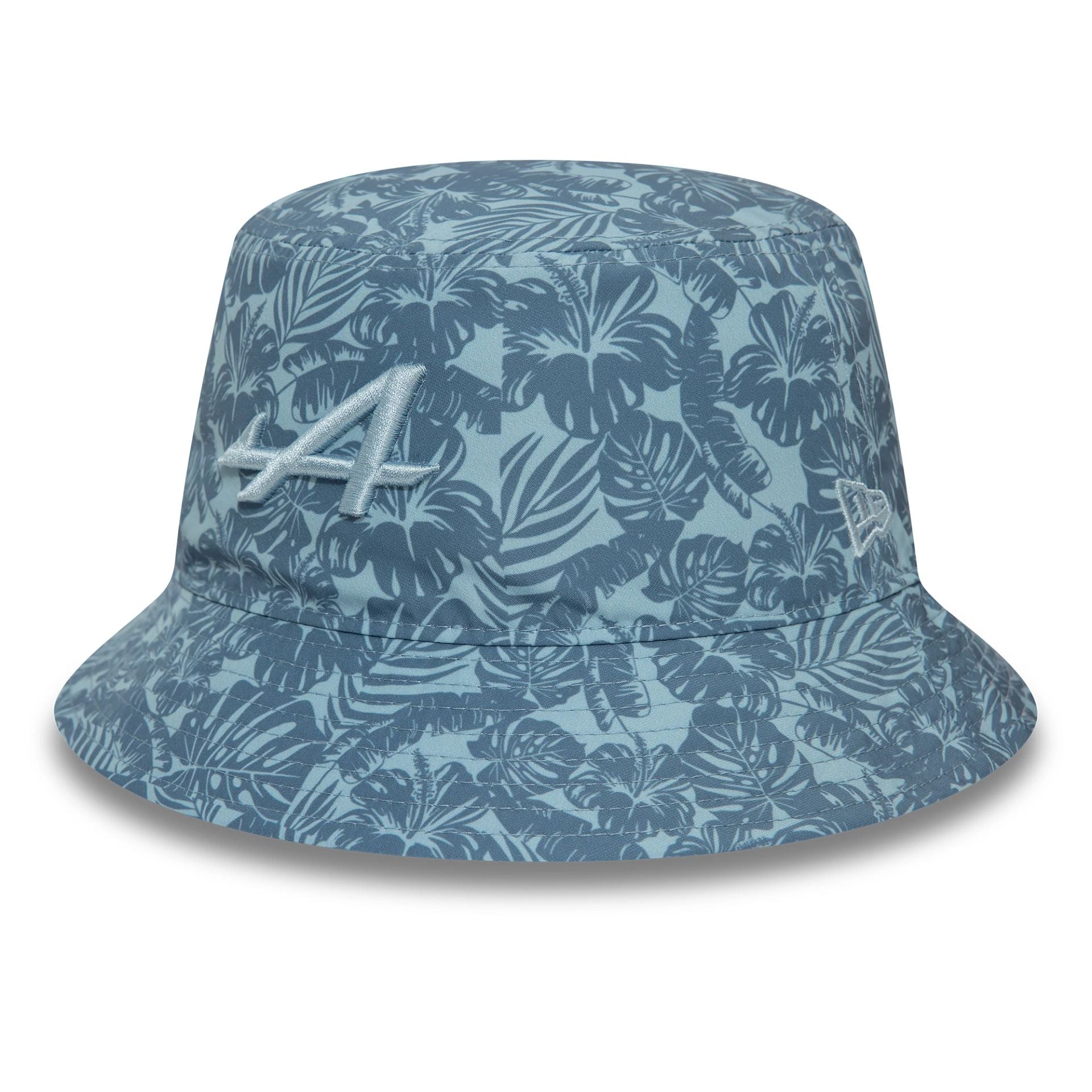 This is a Alpine Racing Floral All Over Print Pastel Blue Bucket Hat 1