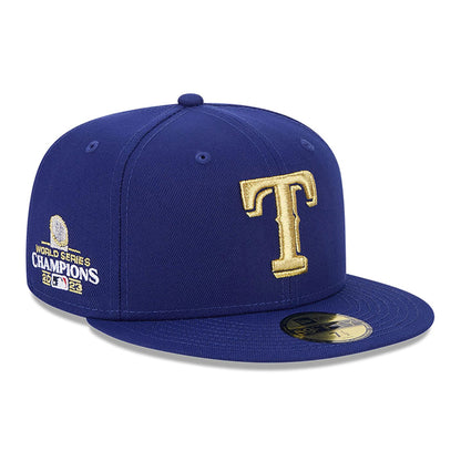 This is a Texas Rangers MLB Gold Dark Blue 59FIFTY Fitted Cap 1