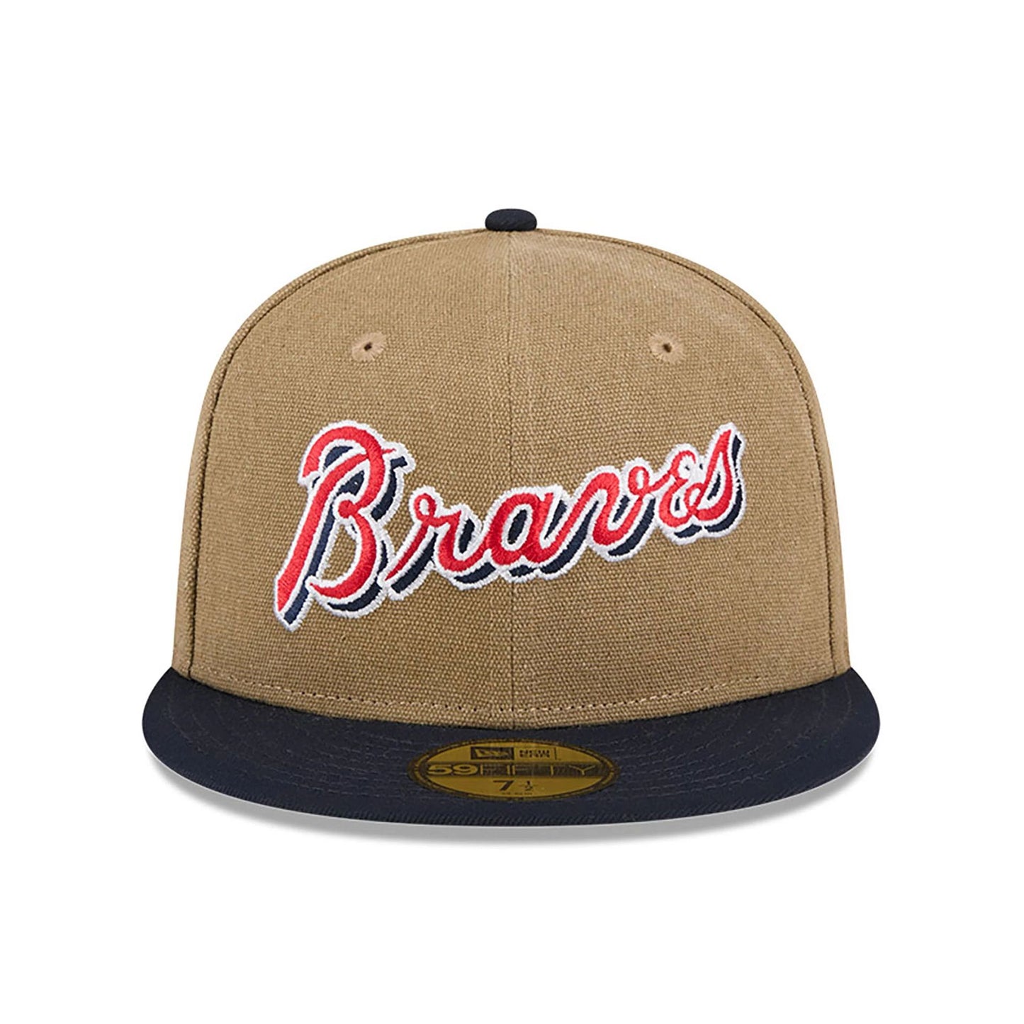 This is a Atlanta Braves Canvas Crown Beige 59FIFTY Fitted Cap 5