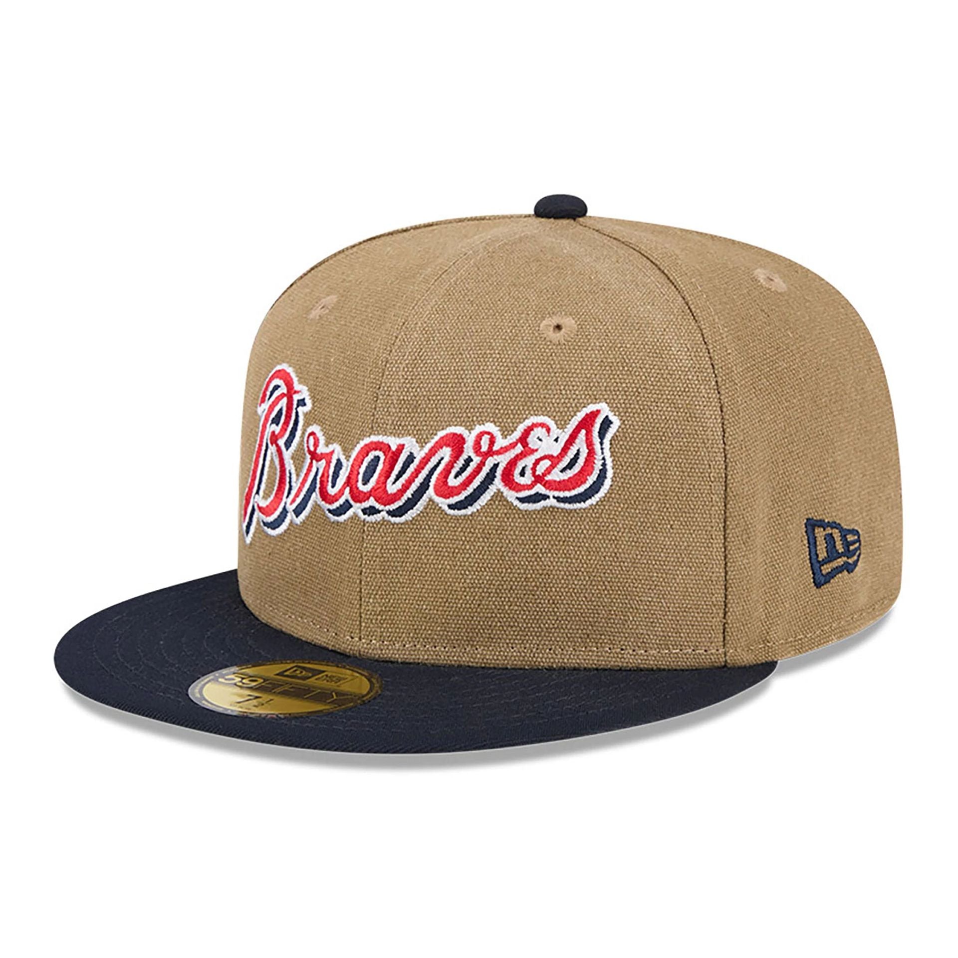 This is a Atlanta Braves Canvas Crown Beige 59FIFTY Fitted Cap 6