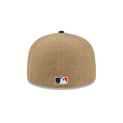 This is a Atlanta Braves Canvas Crown Beige 59FIFTY Fitted Cap 3