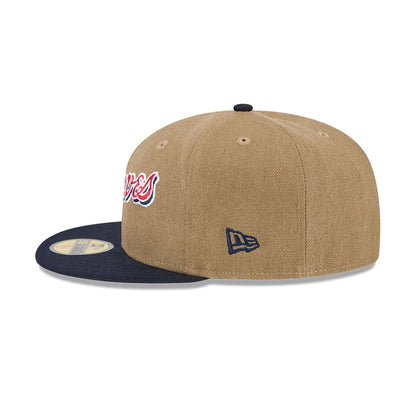 This is a Atlanta Braves Canvas Crown Beige 59FIFTY Fitted Cap 7