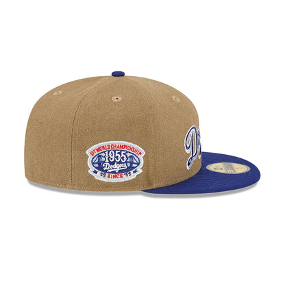 This is a LA Dodgers Canvas Crown Beige 59FIFTY Fitted Cap 6