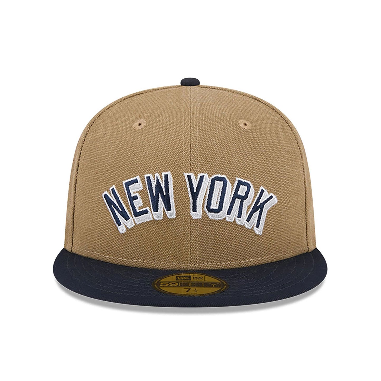 This is a New York Yankees Canvas Crown Beige 59FIFTY Fitted Cap 3