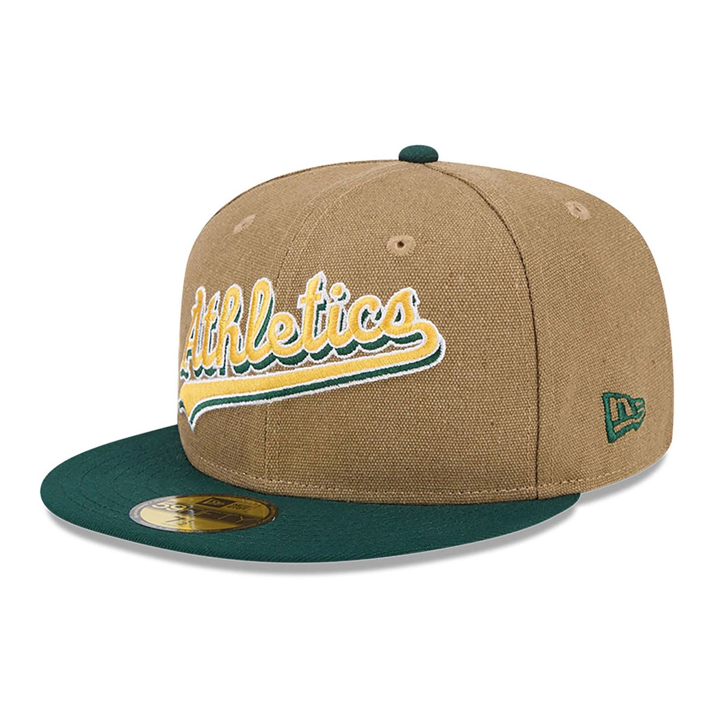 This is a Oakland Athletics Canvas Crown Beige 59FIFTY Fitted Cap 4