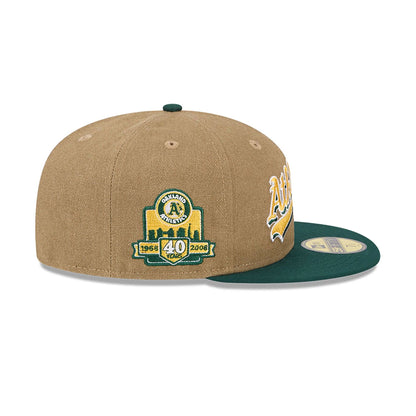 This is a Oakland Athletics Canvas Crown Beige 59FIFTY Fitted Cap 6