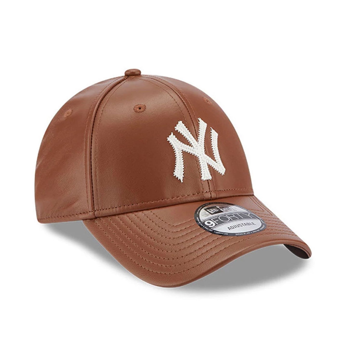 This is a New York Yankees MLB Leather Brown 9FORTY Adjustable Cap 4