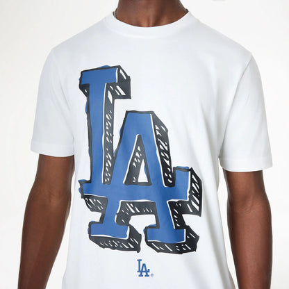 The Male model is wearing LA Dodgers Official Doodles White T-Shirt 3