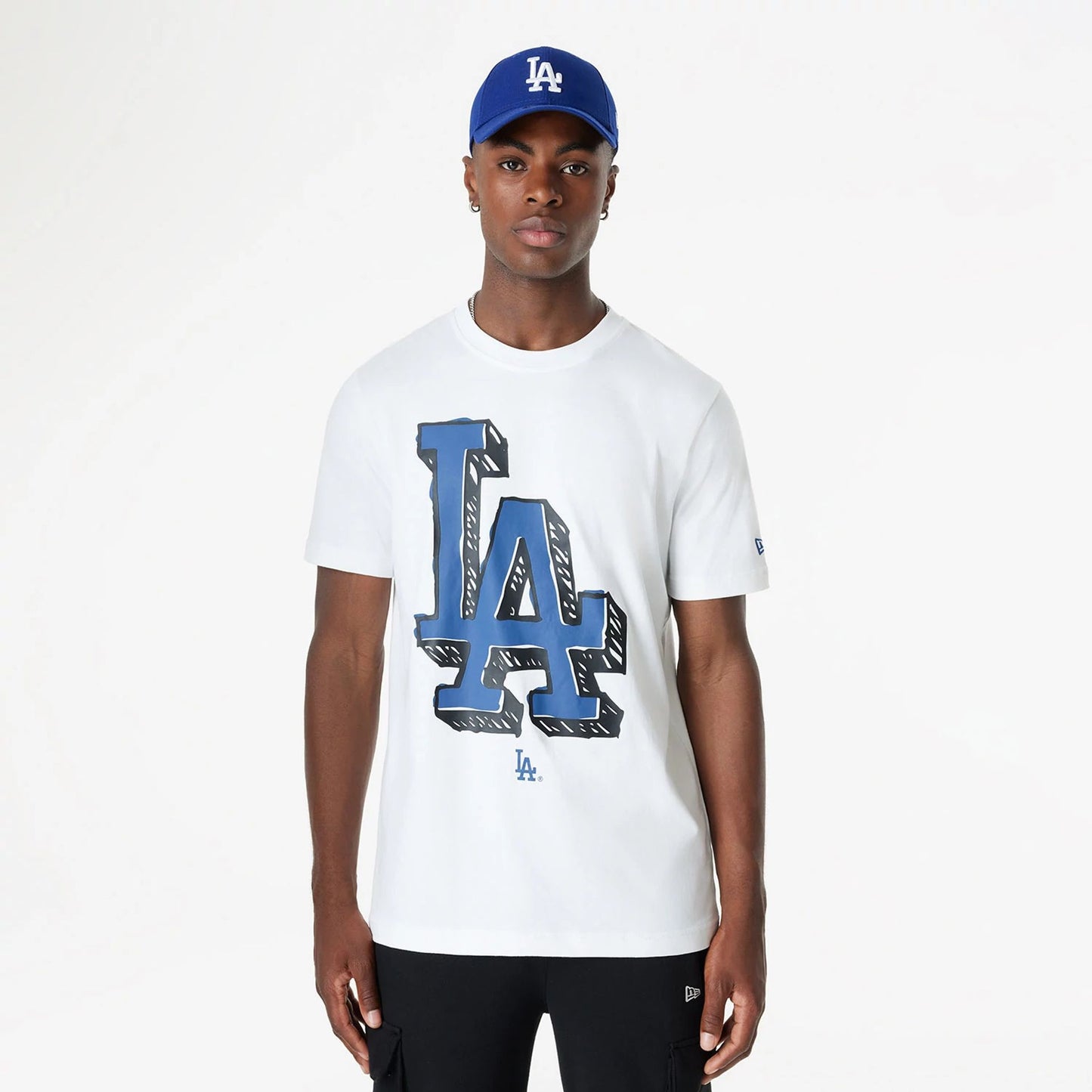 The Male model is wearing LA Dodgers Official Doodles White T-Shirt 1