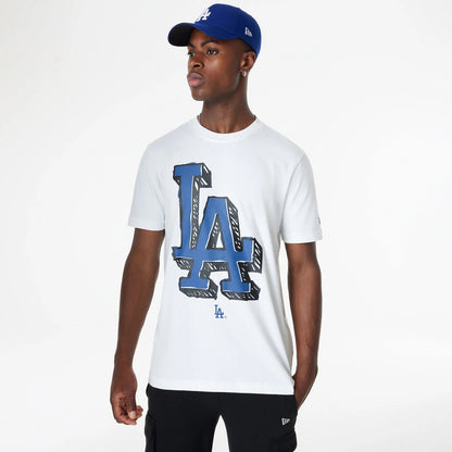 The Male model is wearing LA Dodgers Official Doodles White T-Shirt 6