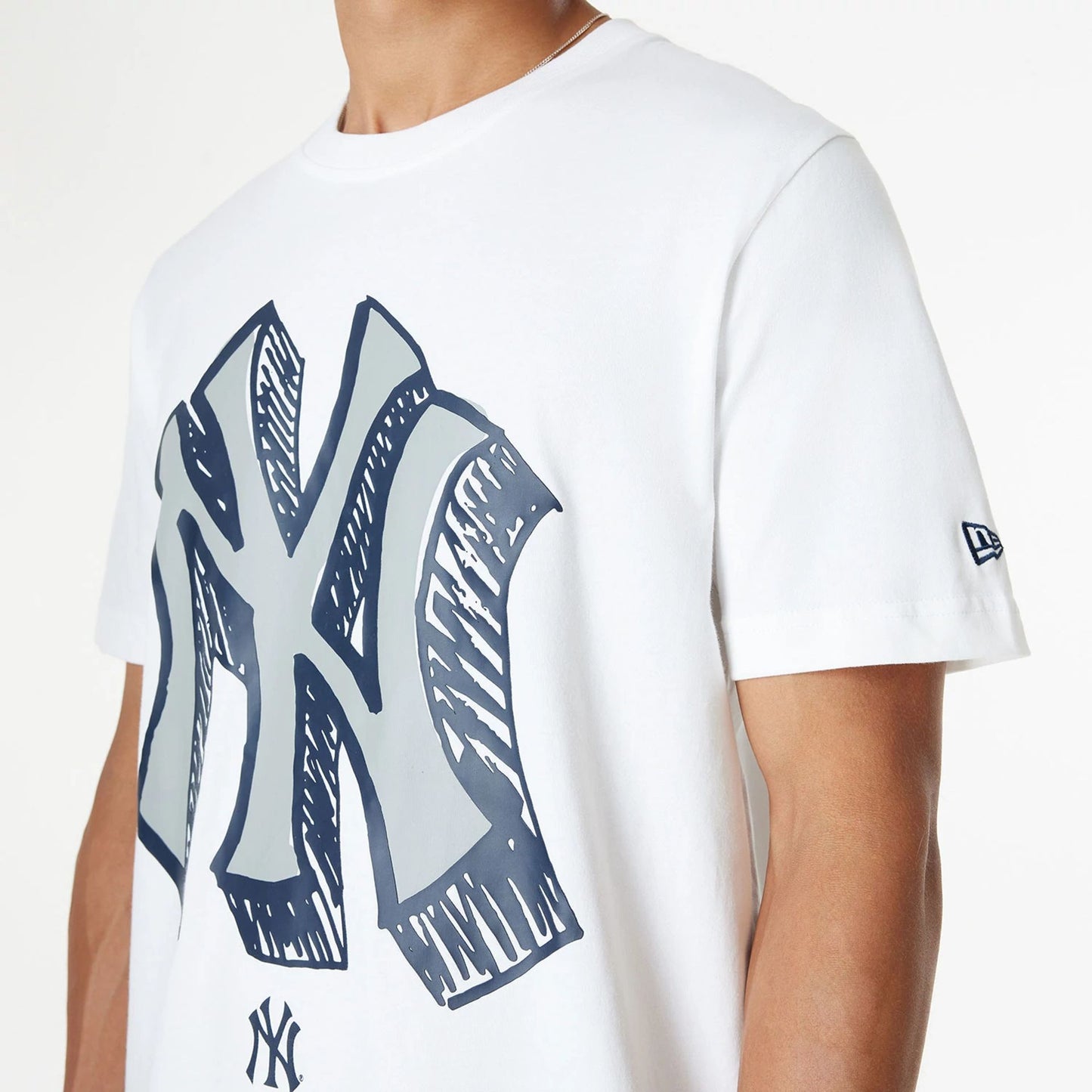 The Male model is wearing New York Yankees Official Doodles White T-Shirt 6