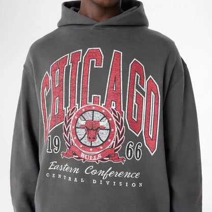 The Male model is wearing Chicago Bulls Oversized Essential Dark Grey Oversized Pullover Hoodie 5