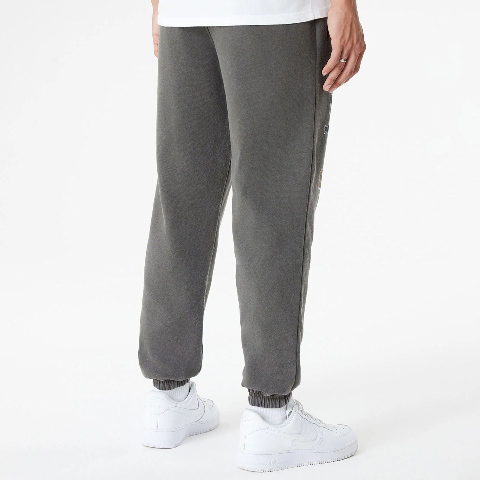 The Male model is wearing New York Yankees Oversized Essential Dark Grey Oversized Joggers 7