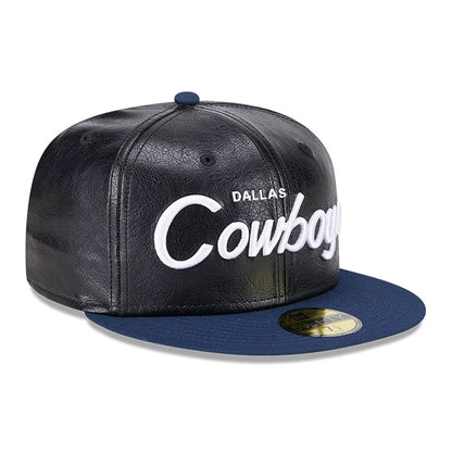 This is a Dallas Cowboys Faux Leather Crown Black 59FIFTY Fitted Cap 3