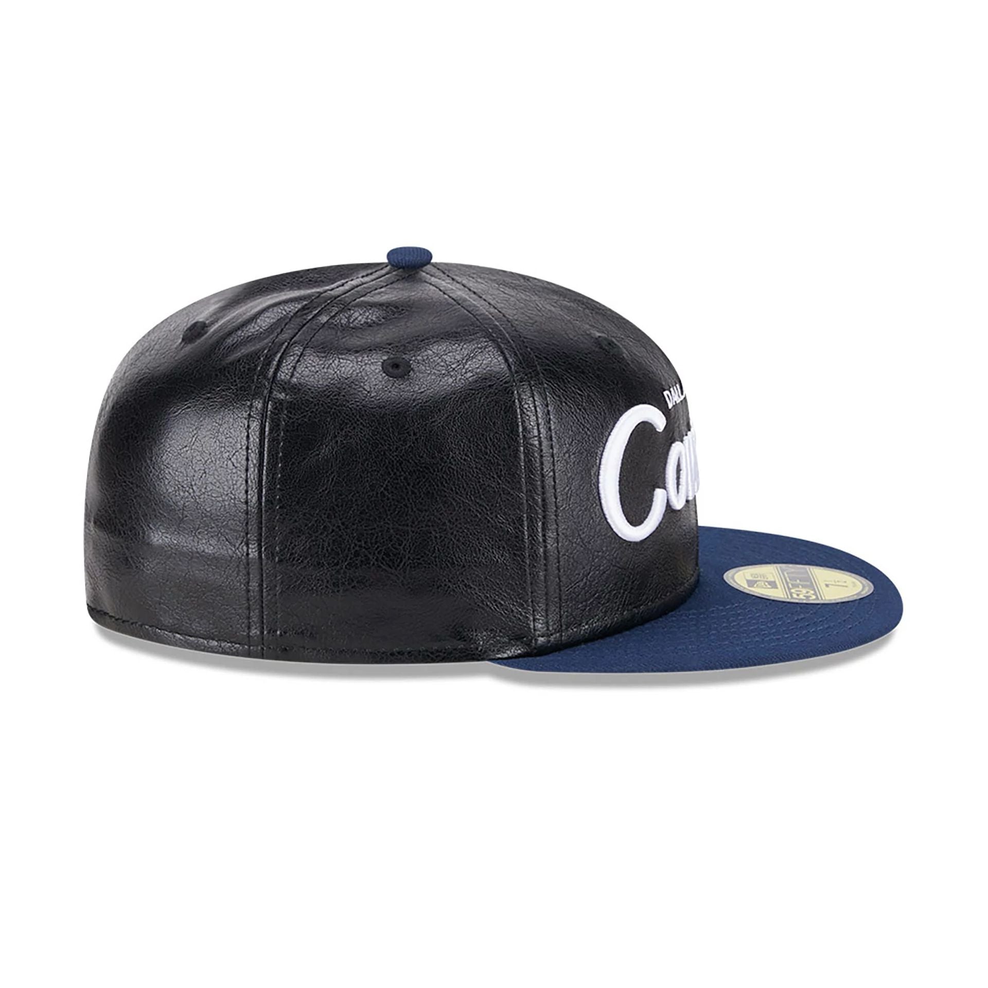 This is a Dallas Cowboys Faux Leather Crown Black 59FIFTY Fitted Cap 6