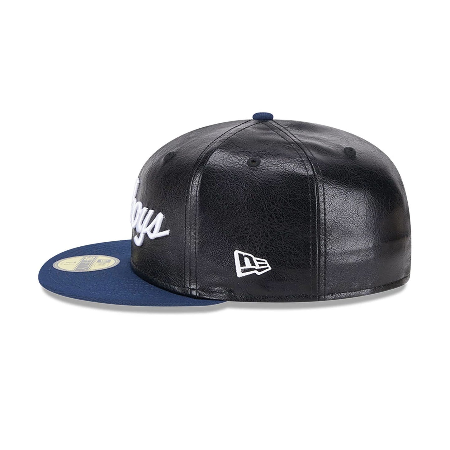 This is a Dallas Cowboys Faux Leather Crown Black 59FIFTY Fitted Cap 7