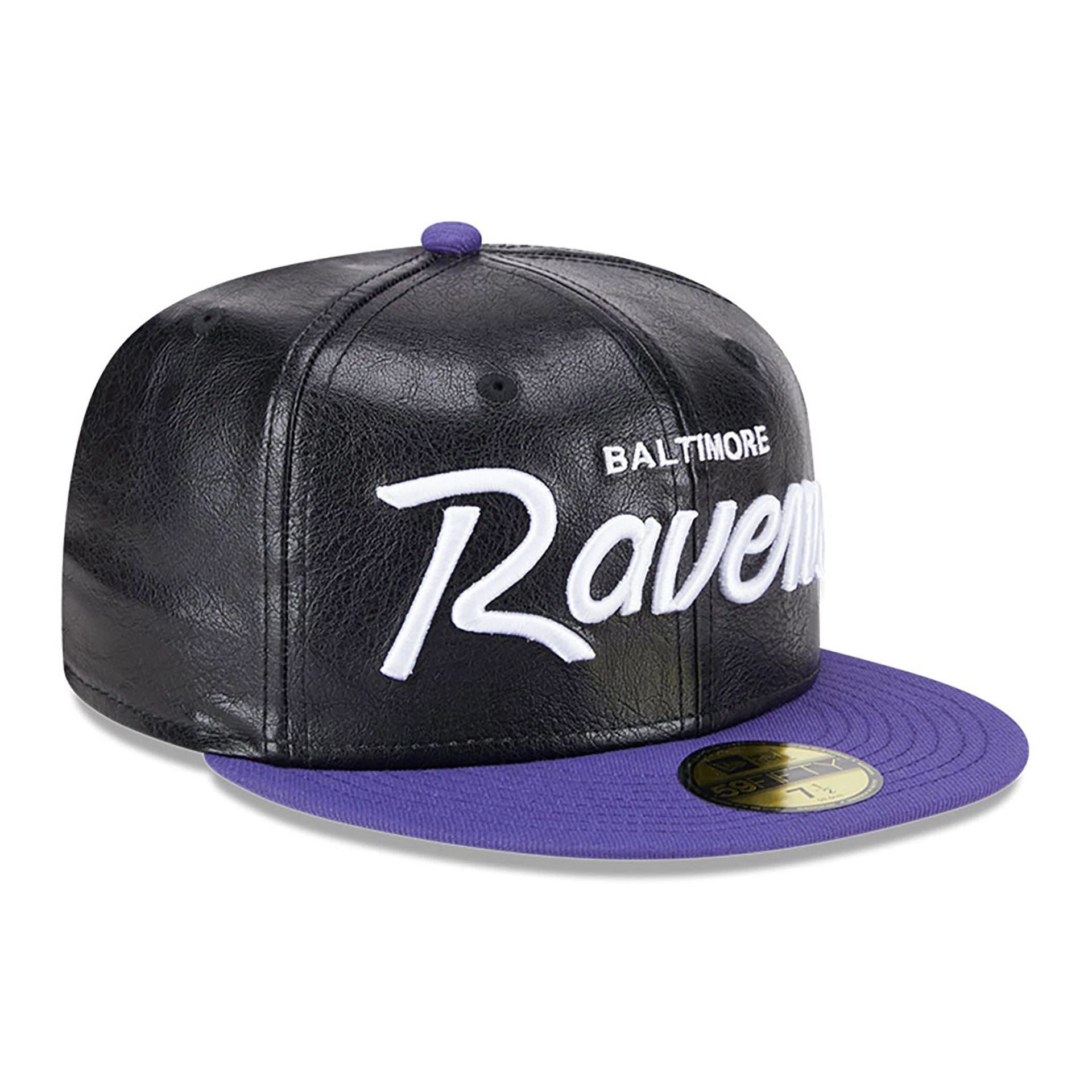 This is a Baltimore Ravens Faux Leather Crown Black 59FIFTY Fitted Cap 3