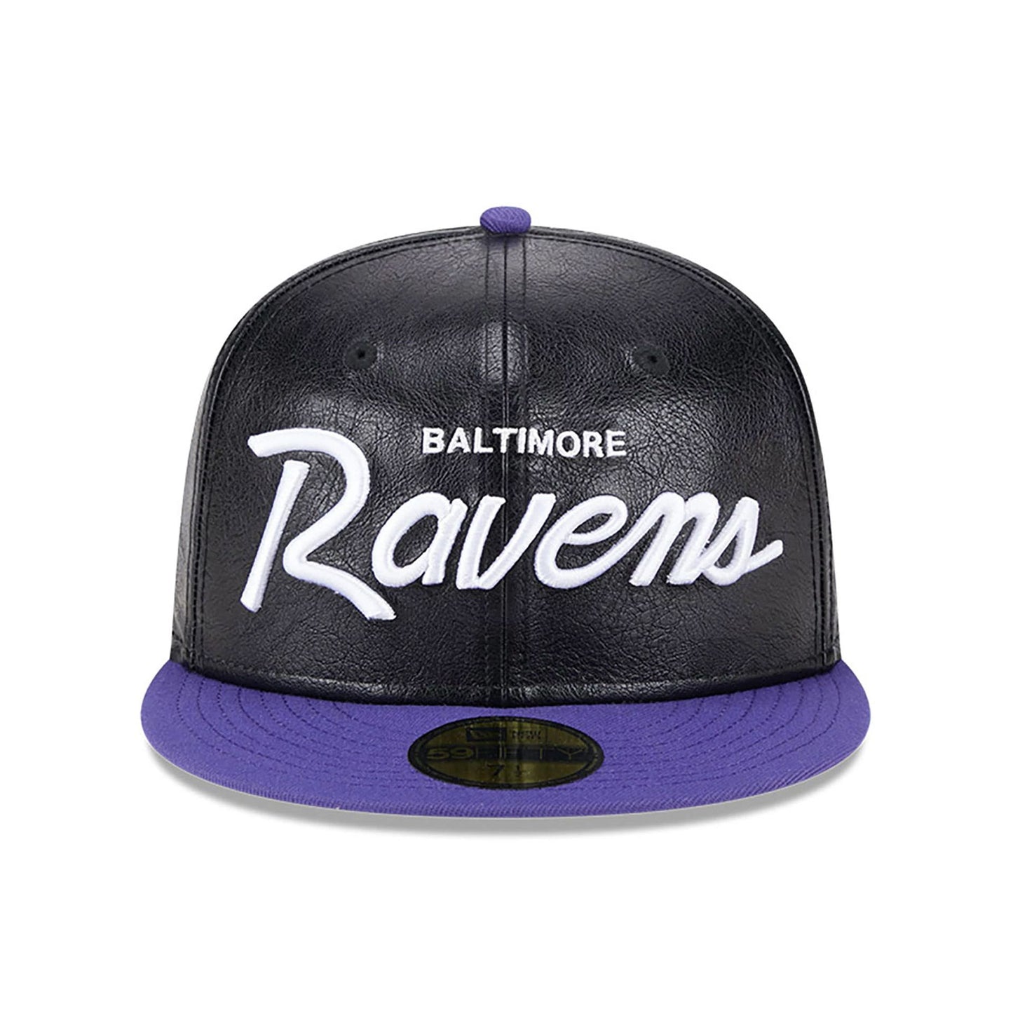 This is a Baltimore Ravens Faux Leather Crown Black 59FIFTY Fitted Cap 4