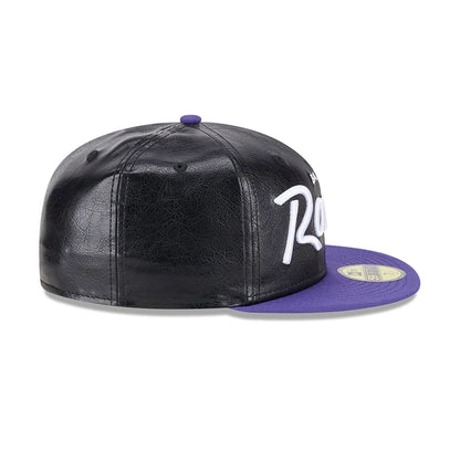 This is a Baltimore Ravens Faux Leather Crown Black 59FIFTY Fitted Cap 6