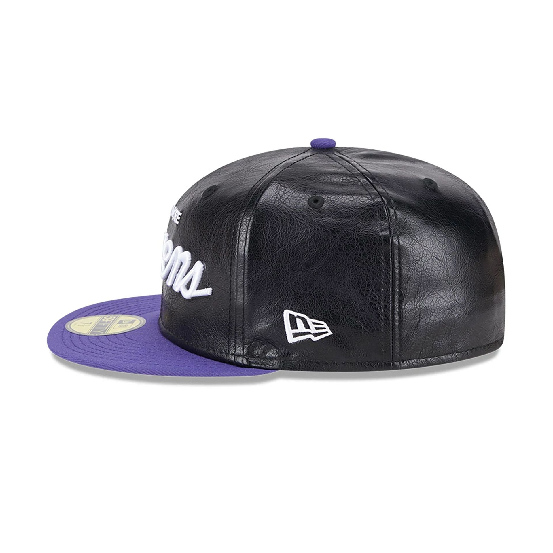 This is a Baltimore Ravens Faux Leather Crown Black 59FIFTY Fitted Cap 7