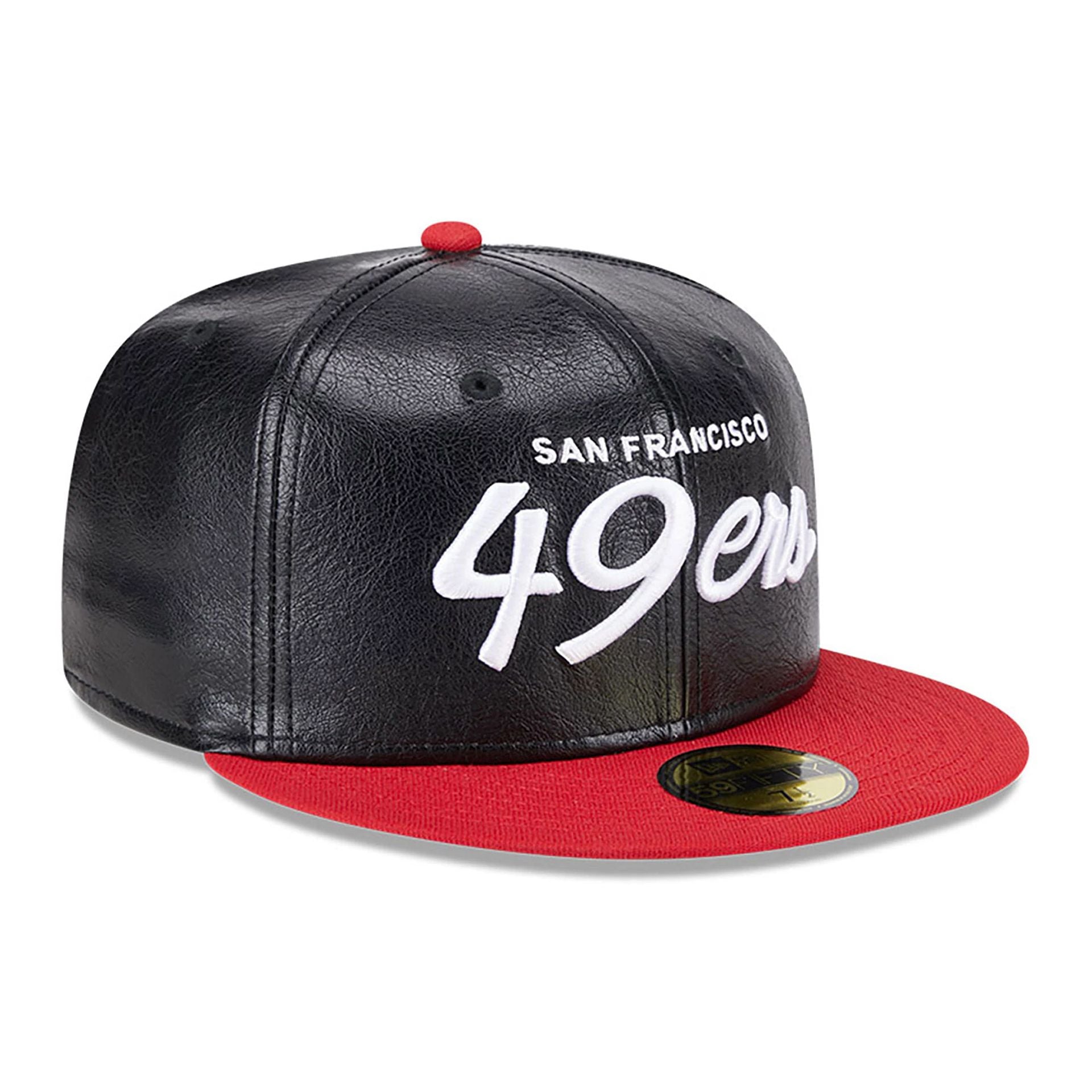 This is a San Francisco 49ers Faux Leather Crown Black 59FIFTY Fitted Cap 3