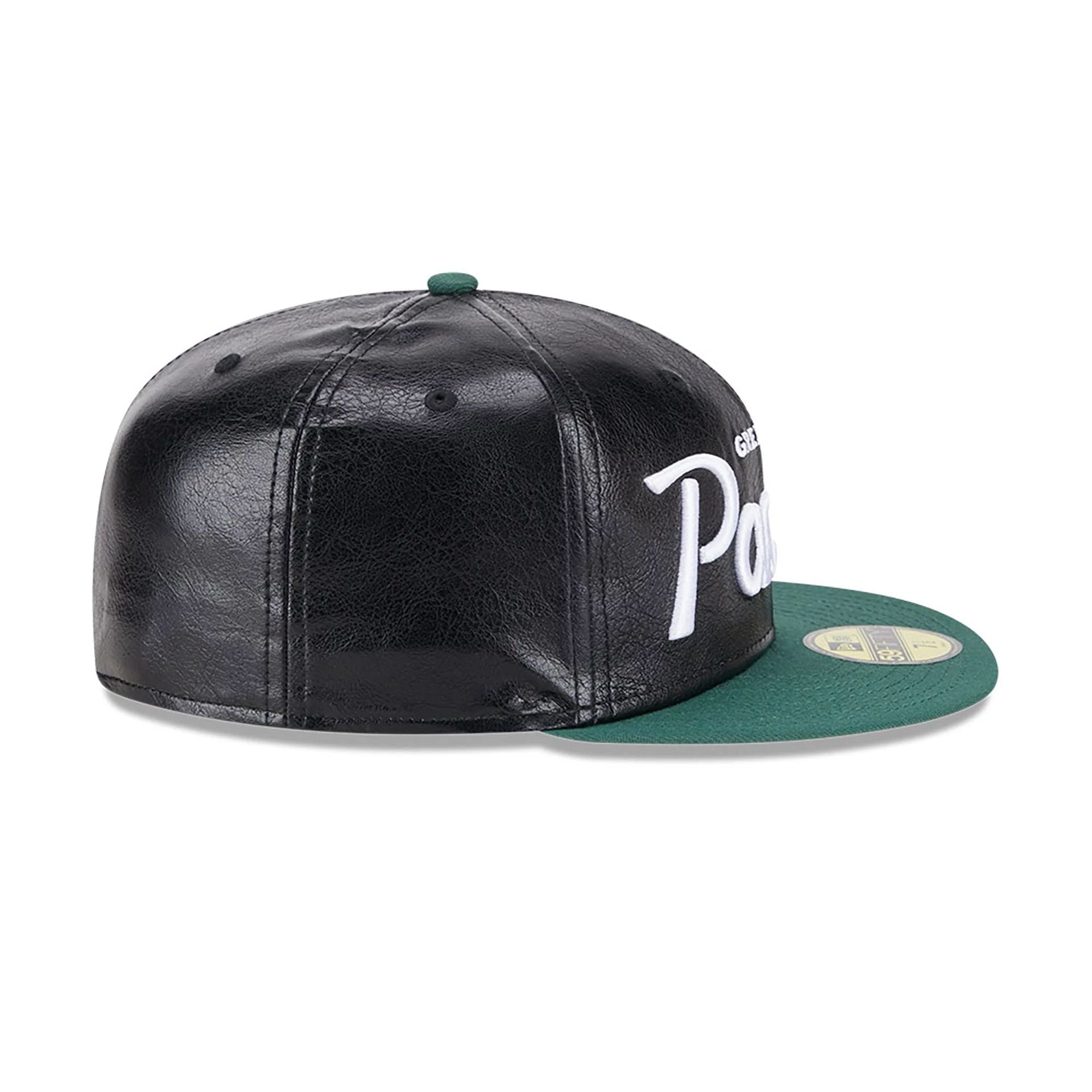 This is a Green Bay Packers Faux Leather Crown Black 59FIFTY Fitted Cap 6