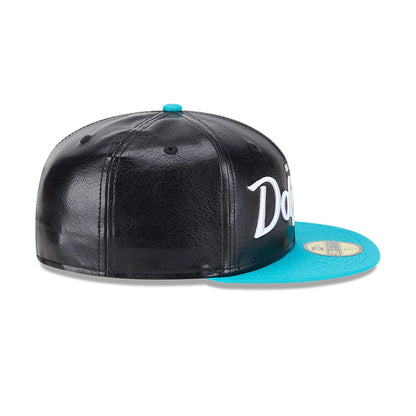 This is a Miami Dolphins Faux Leather Crown Black 59FIFTY Fitted Cap 6