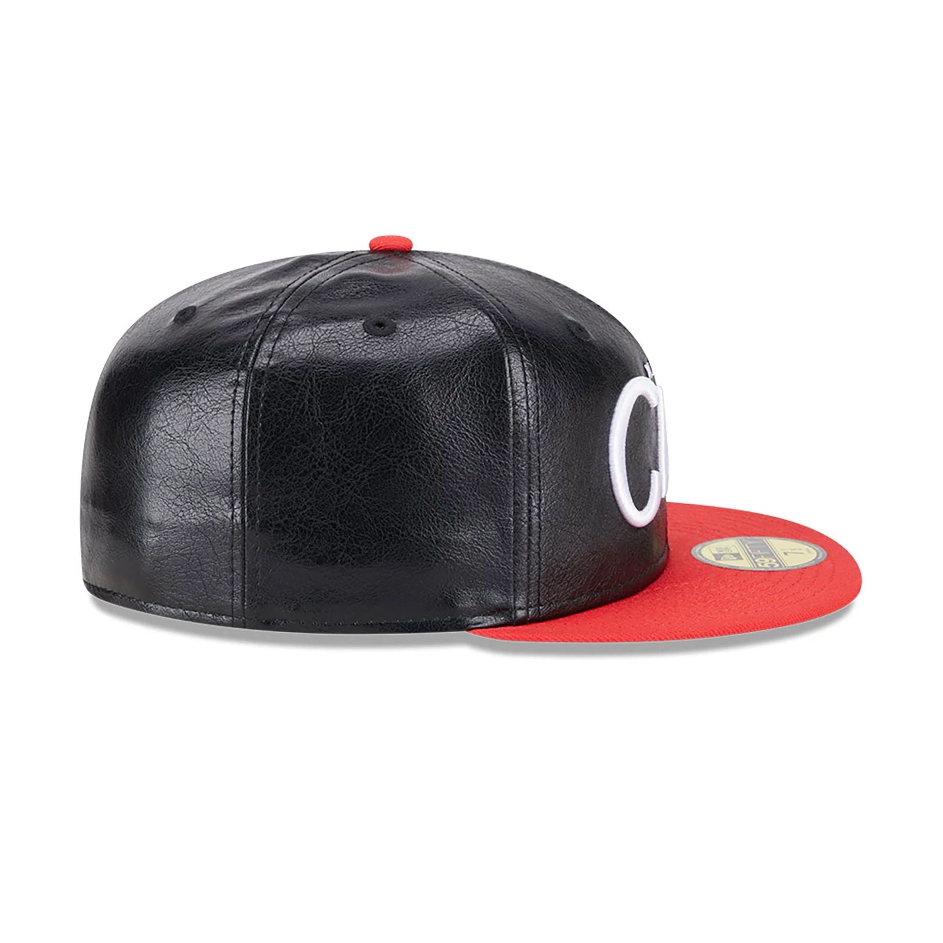 This is a Kansas City Chiefs Faux Leather Crown Black 59FIFTY Fitted Cap 6