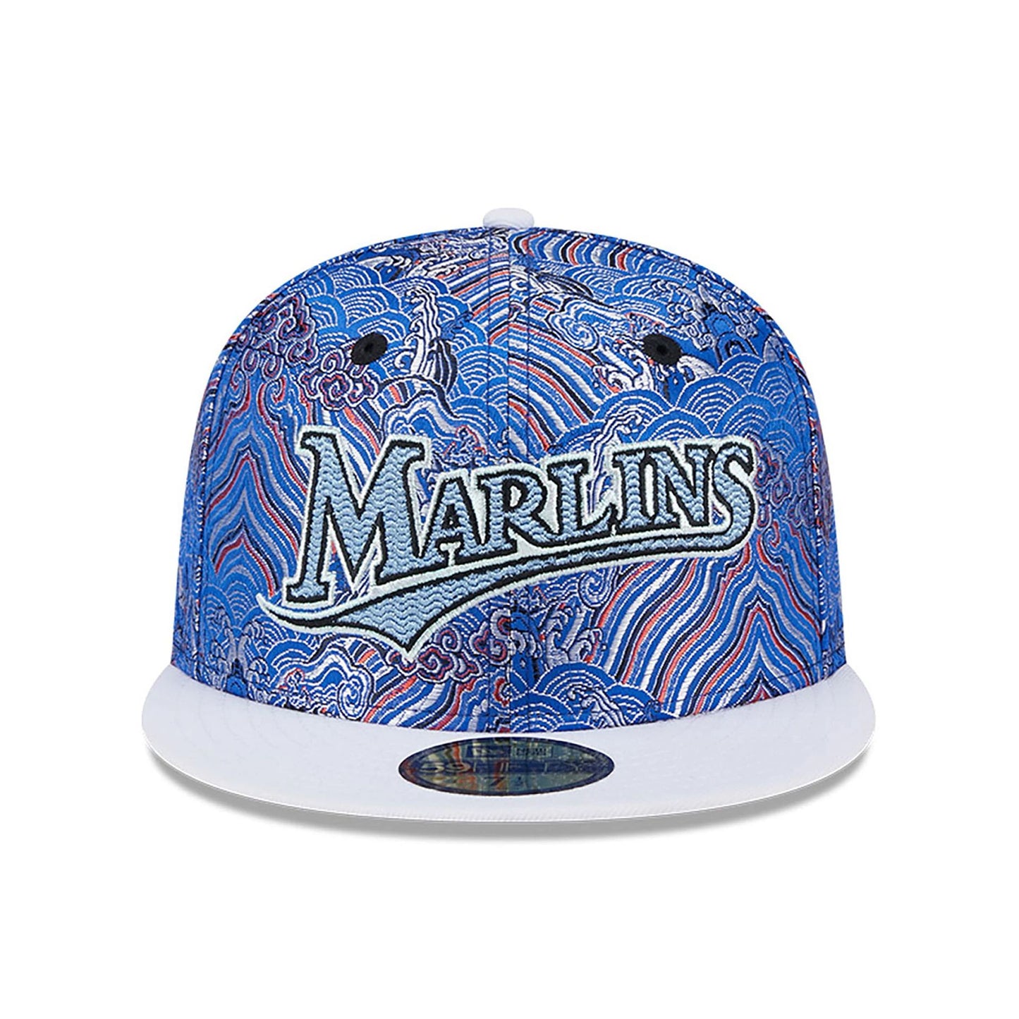 This is a Miami Marlins Wave Fill All Over Print Blue 59FIFTY Fitted Cap 3