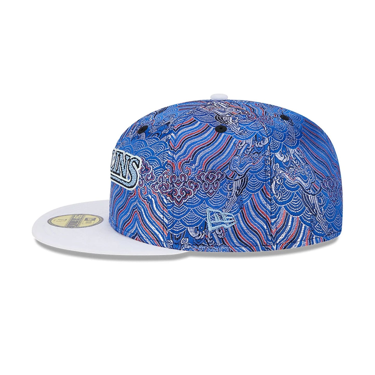 This is a Miami Marlins Wave Fill All Over Print Blue 59FIFTY Fitted Cap 7