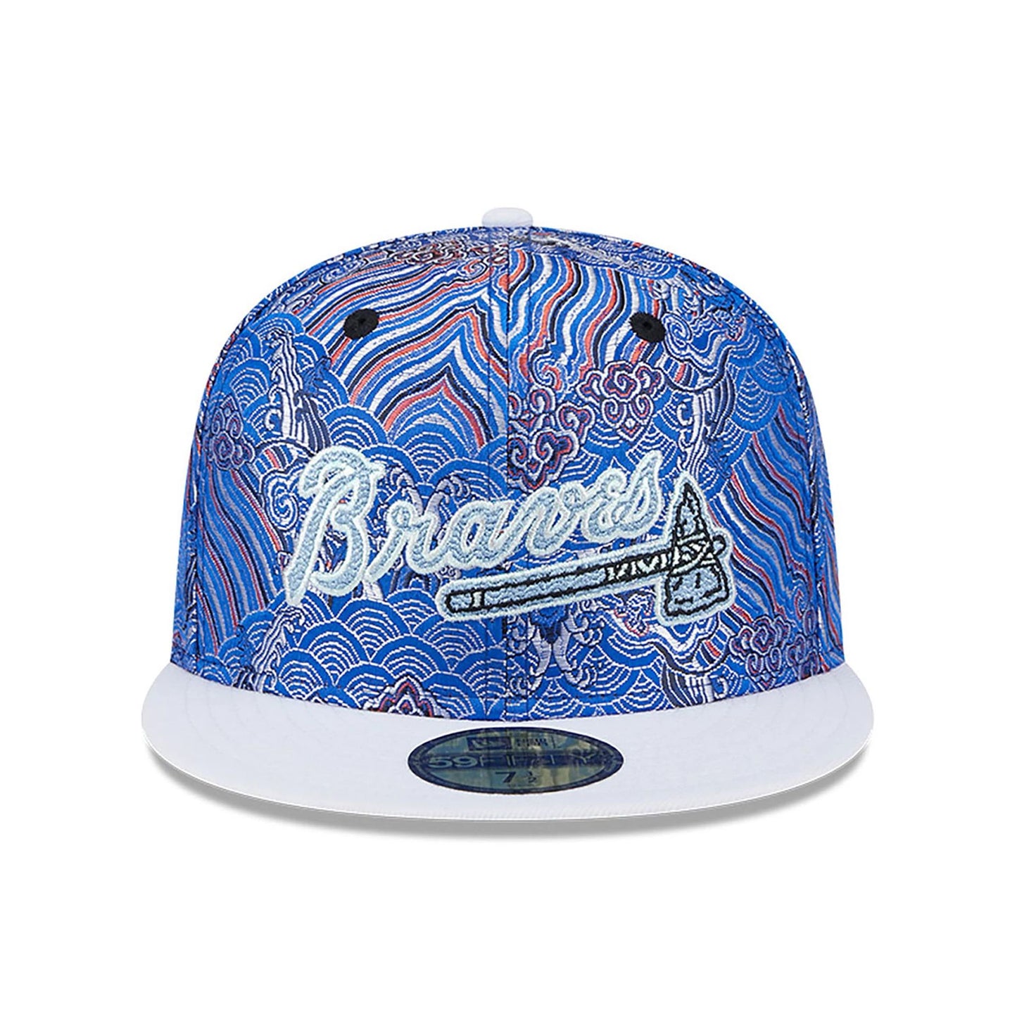 This is a Atlanta Braves Wave Fill All Over Print Blue 59FIFTY Fitted Cap 3