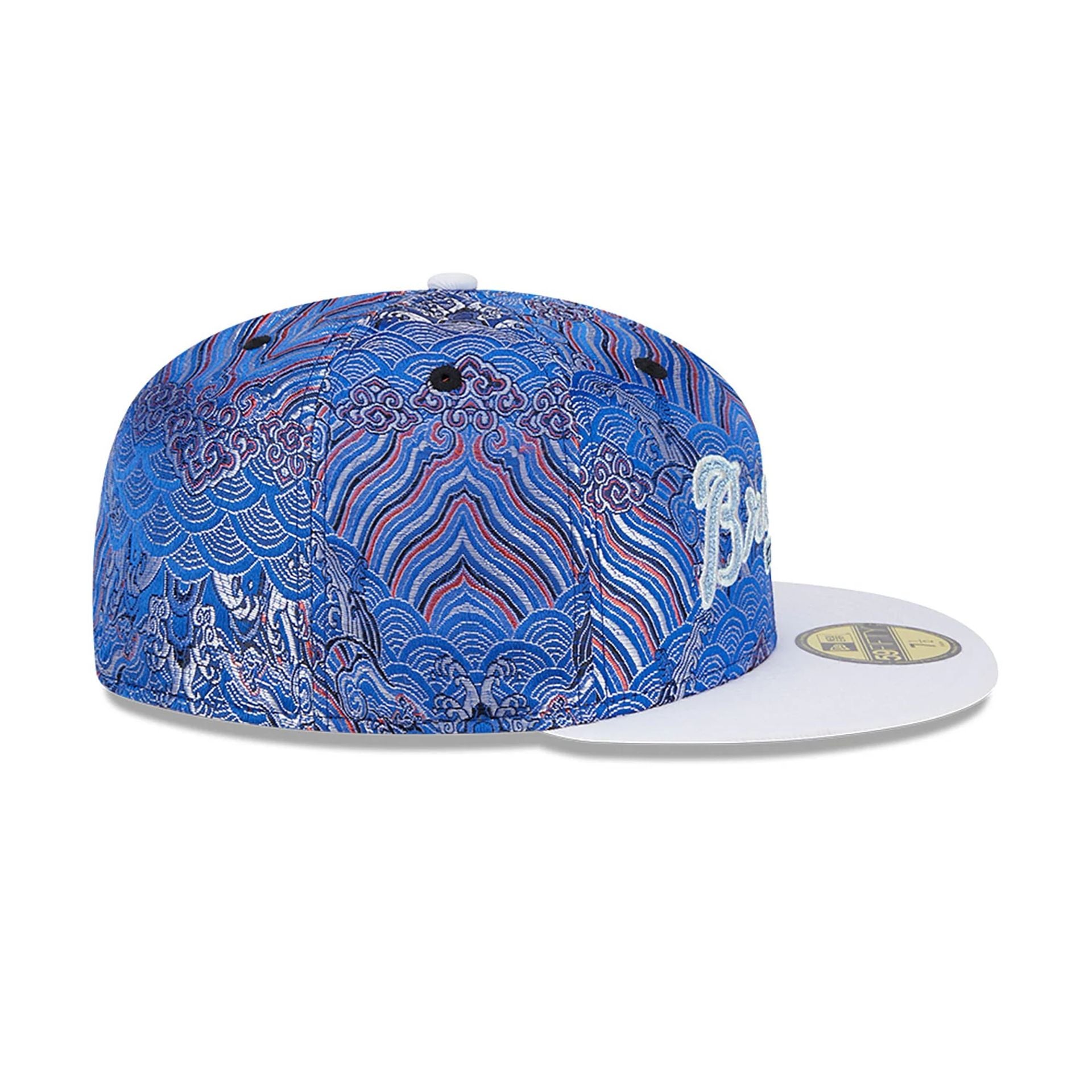 This is a Atlanta Braves Wave Fill All Over Print Blue 59FIFTY Fitted Cap 6