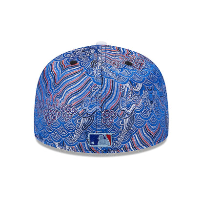 This is a Boston Red Sox Wave Fill All Over Print Blue 59FIFTY Fitted Cap 5