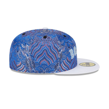 This is a Boston Red Sox Wave Fill All Over Print Blue 59FIFTY Fitted Cap 6