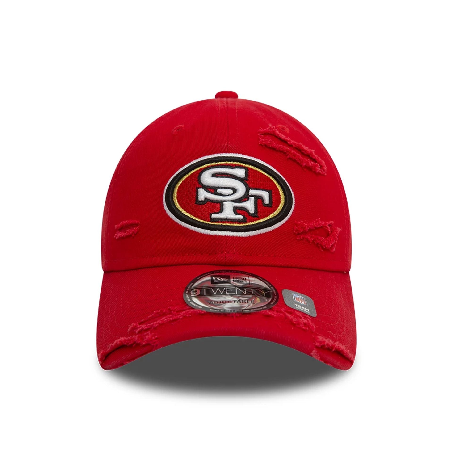 This is a San Francisco 49ers NFL Distressed Red 9TWENTY Adjustable Cap 2