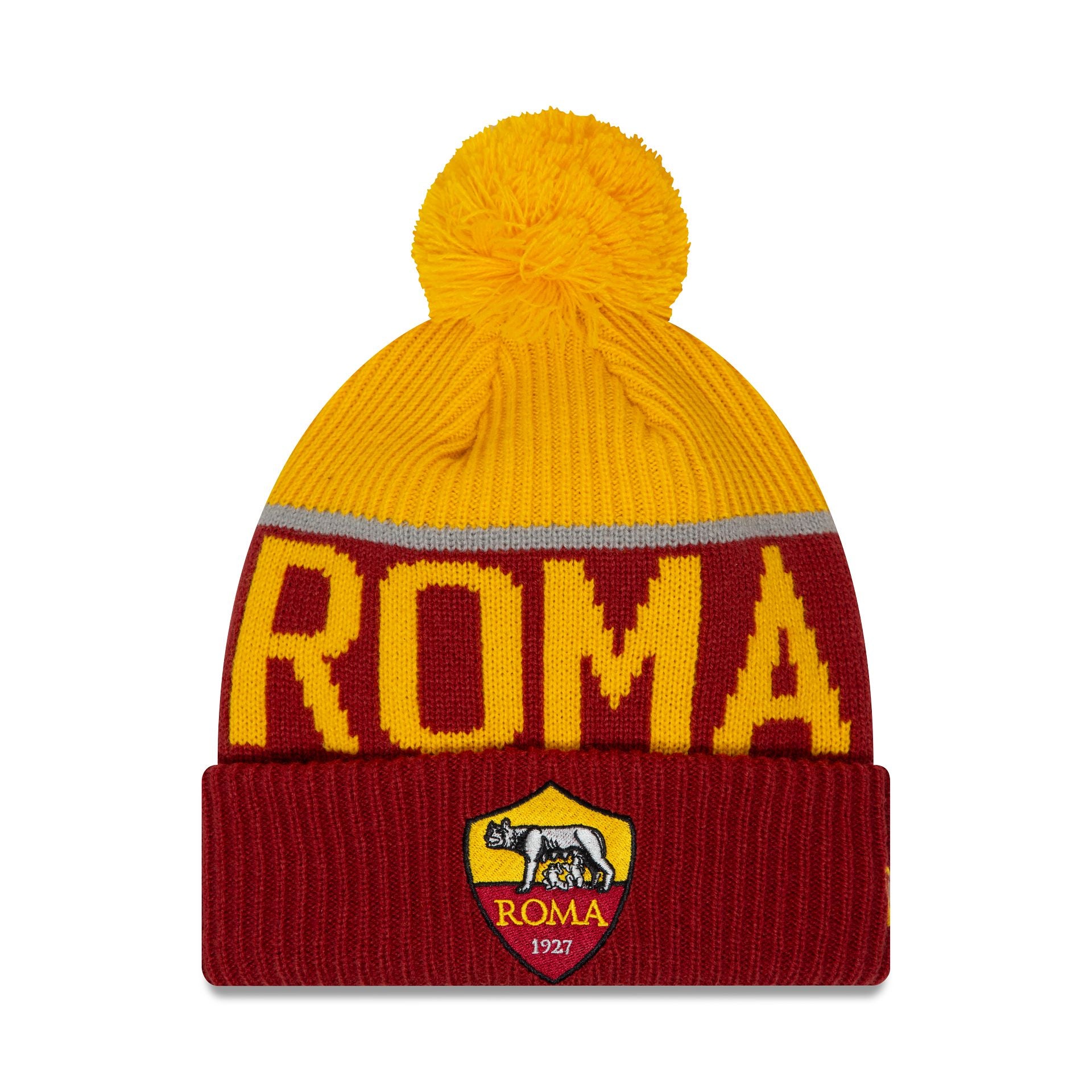 This is a AS Roma Sport Dark Red Bobble Knit Beanie Hat 1