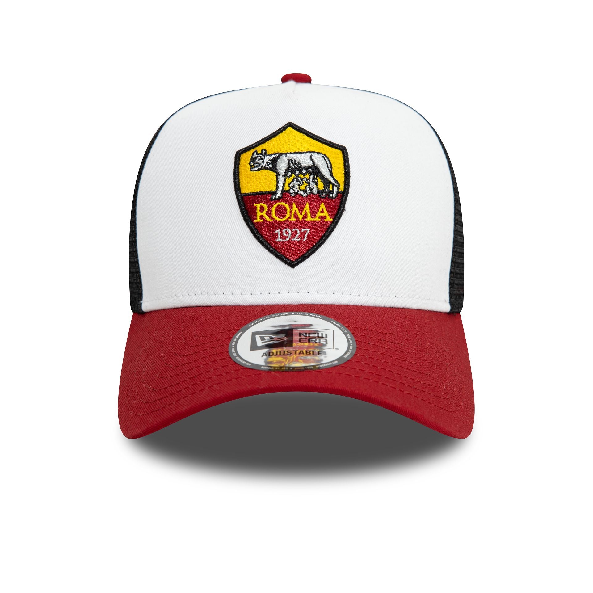 This is a AS Roma Core White 9FORTY E-Frame Adjustable Trucker Cap 2