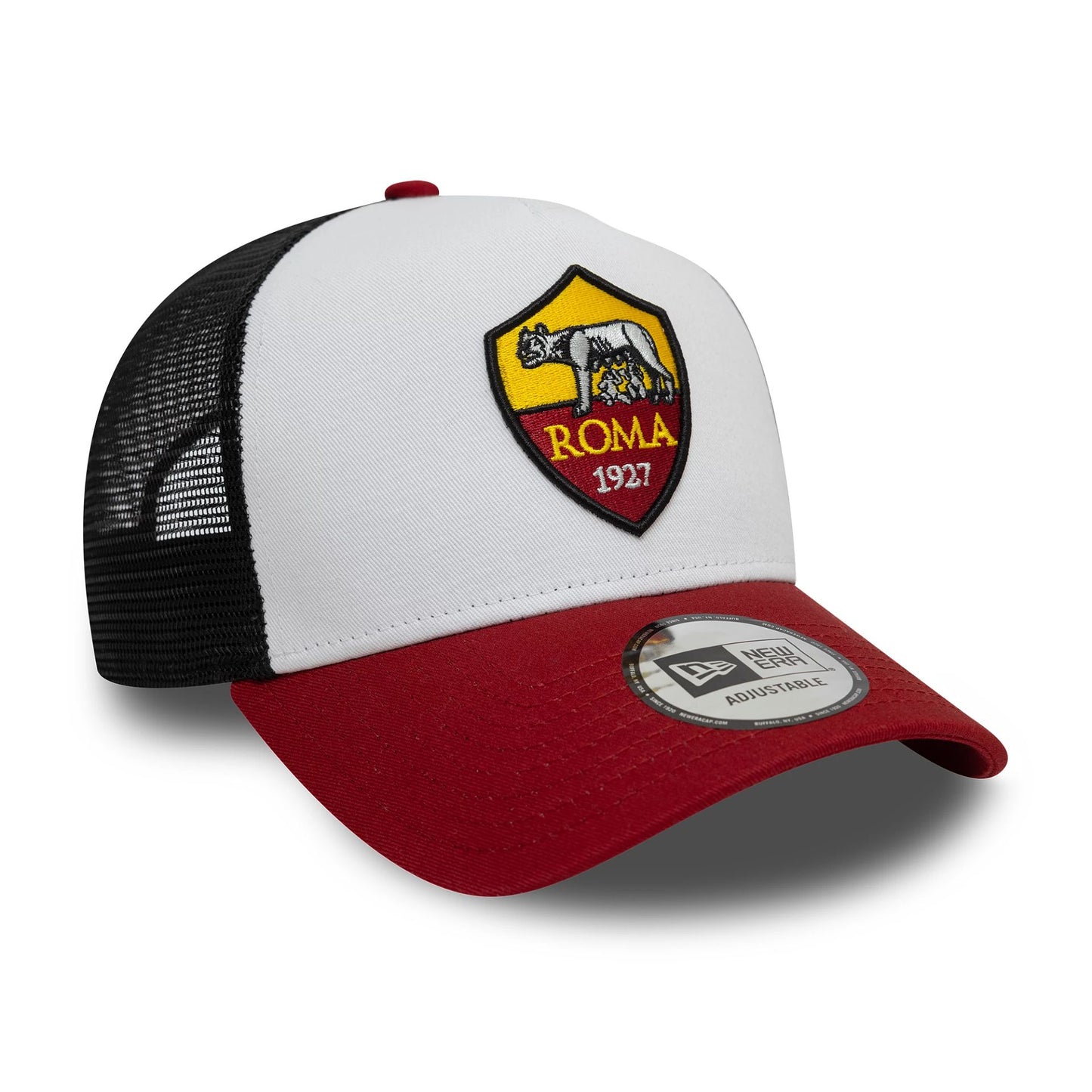 This is a AS Roma Core White 9FORTY E-Frame Adjustable Trucker Cap 3