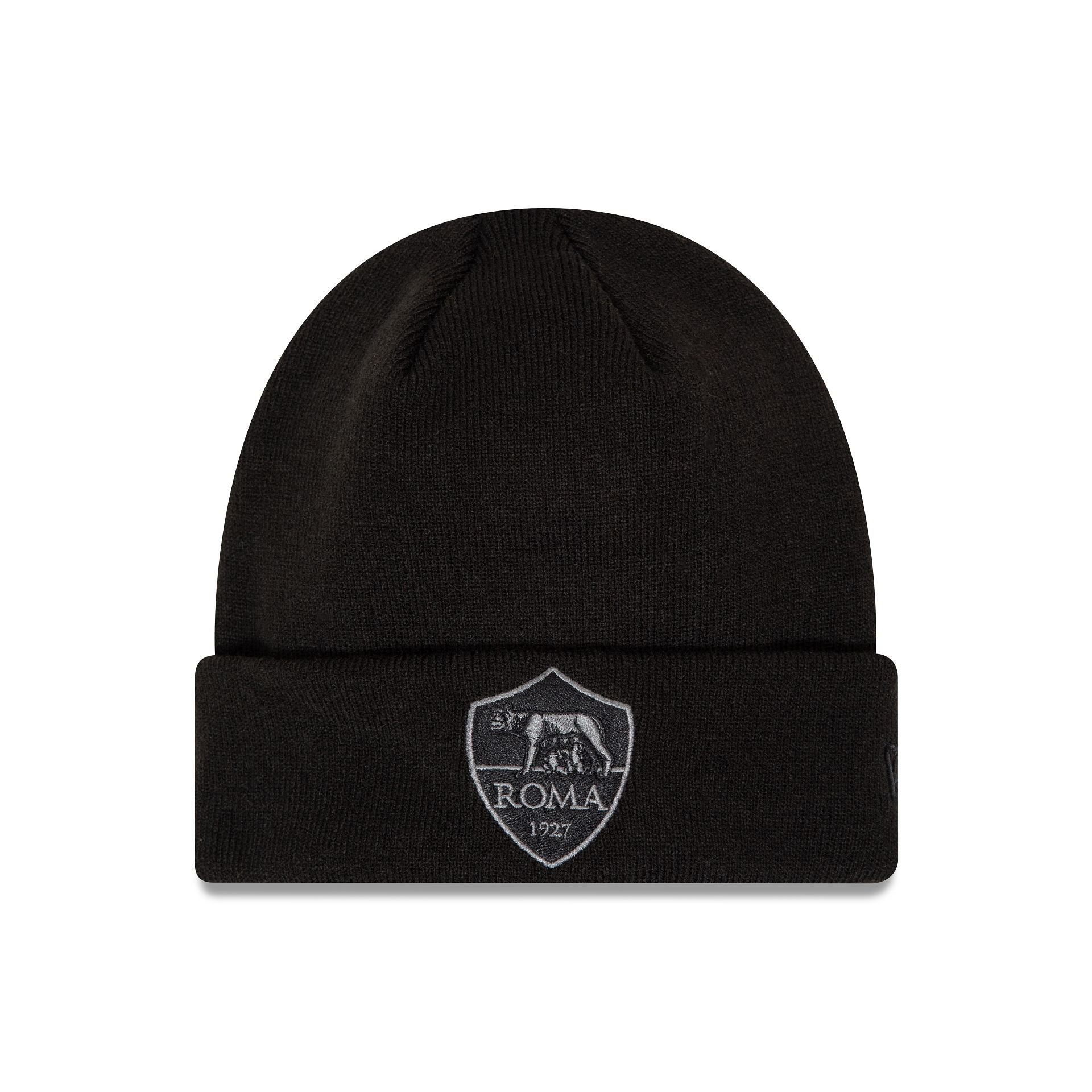 This is a AS Roma Tonal Black Cuff Knit Beanie Hat 1